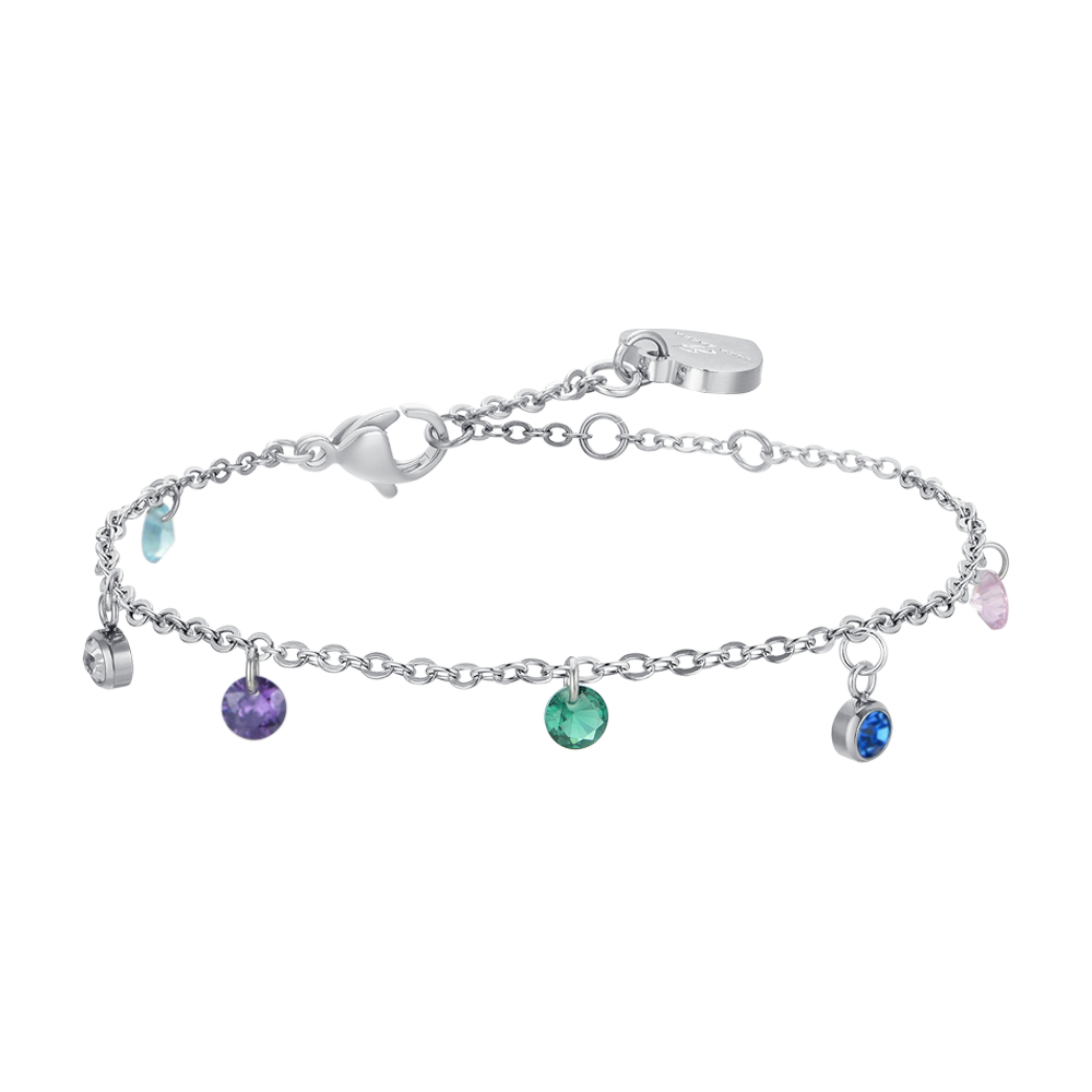 BRAZALETE DE ACERO CON CRISTAL MULTICOLOR PARA MUJER