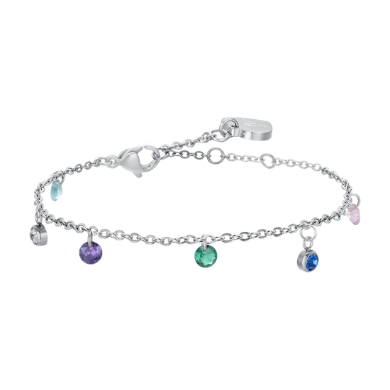 BRAZALETE DE ACERO CON CRISTAL MULTICOLOR PARA MUJER