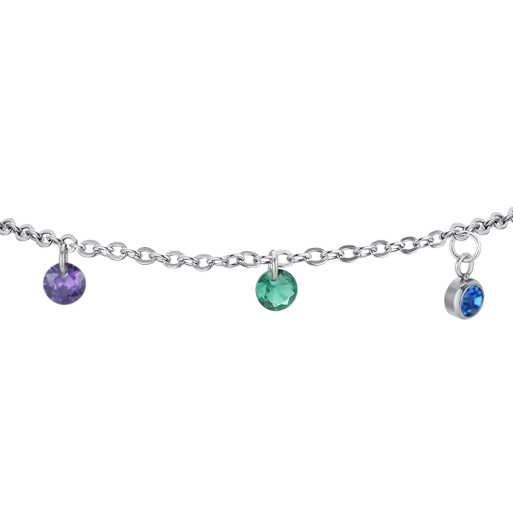 BRAZALETE DE ACERO CON CRISTAL MULTICOLOR PARA MUJER