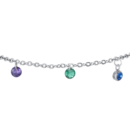 BRAZALETE DE ACERO CON CRISTAL MULTICOLOR PARA MUJER
