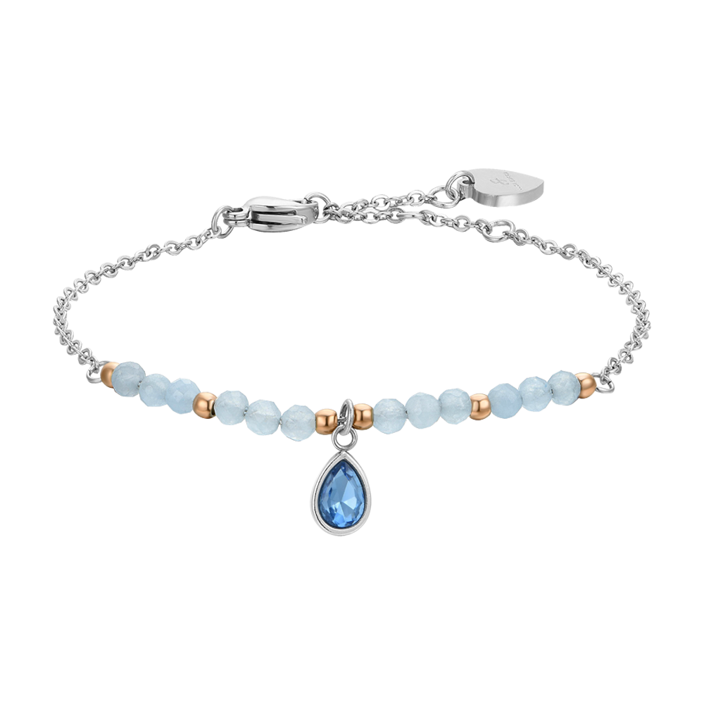 PULSERA DE ACERO ÁGATA AZUL PARA MUJER