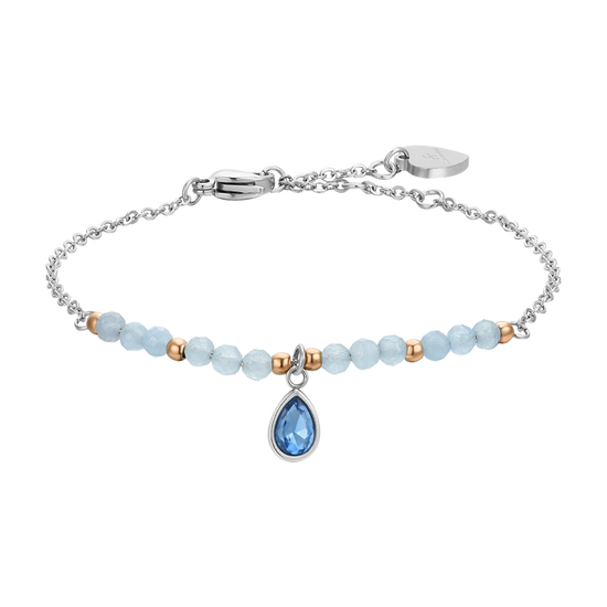 PULSERA DE ACERO ÁGATA AZUL PARA MUJER