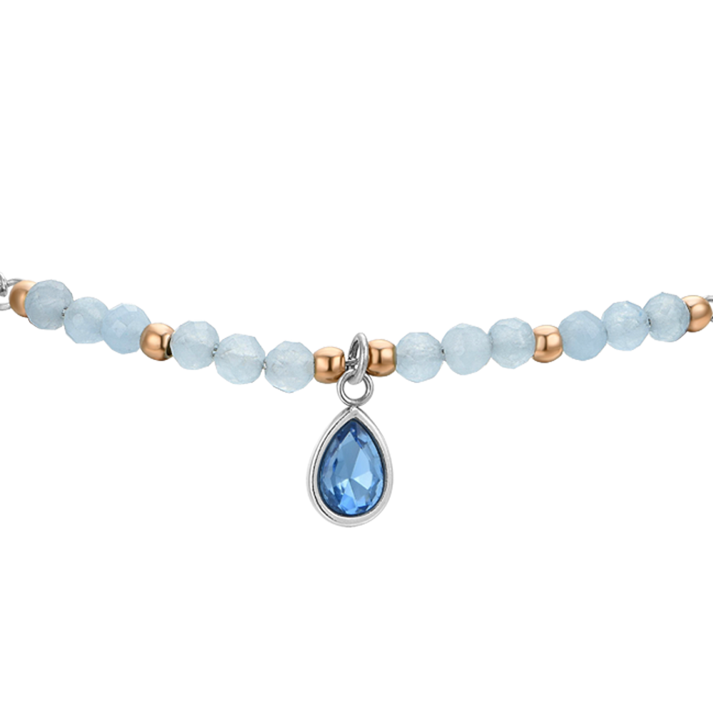 PULSERA DE ACERO ÁGATA AZUL PARA MUJER