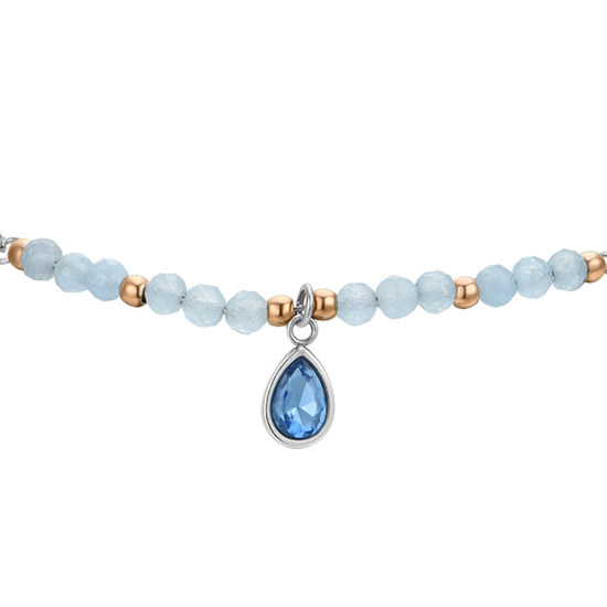 PULSERA DE ACERO ÁGATA AZUL PARA MUJER