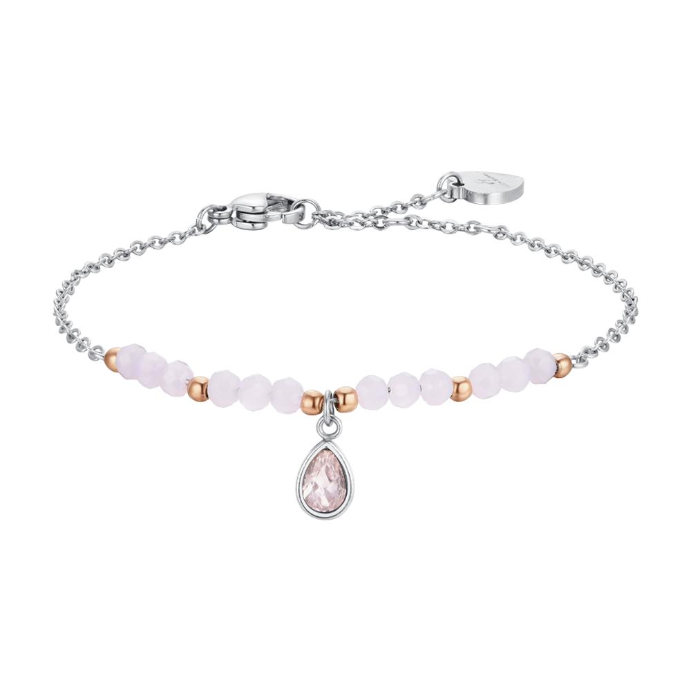PULSERA DE ACERO ÁGATA ROSA PARA MUJER