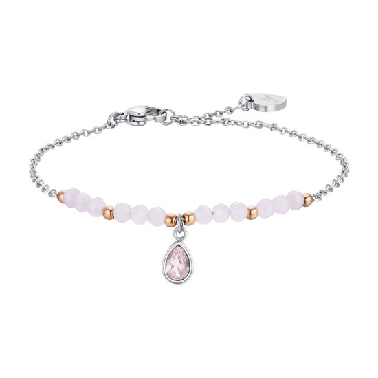 PULSERA DE ACERO ÁGATA ROSA PARA MUJER