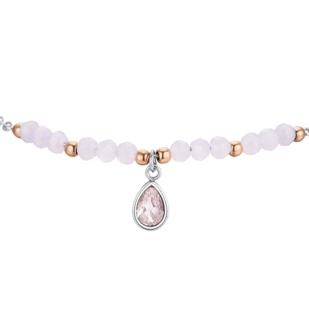 PULSERA DE ACERO ÁGATA ROSA PARA MUJER