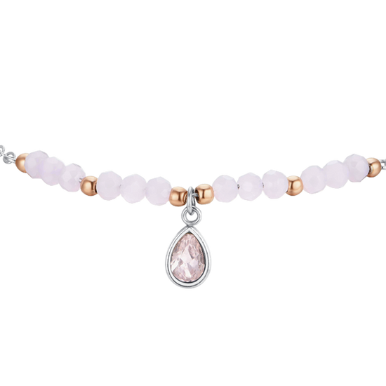 PULSERA DE ACERO ÁGATA ROSA PARA MUJER