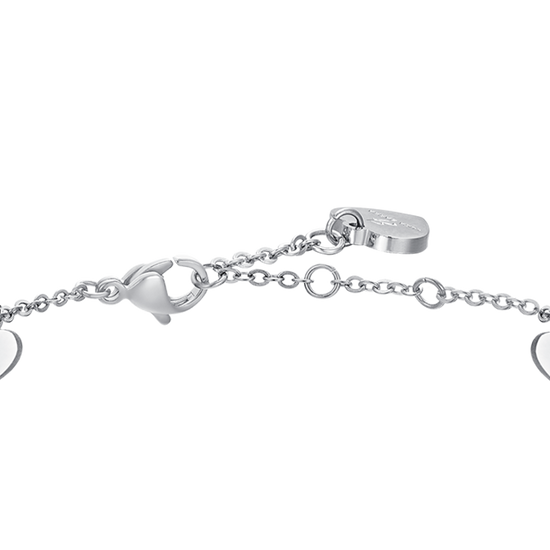 PULSERA DE ACERO CORAZONES Y CRISTALES PARA MUJER
