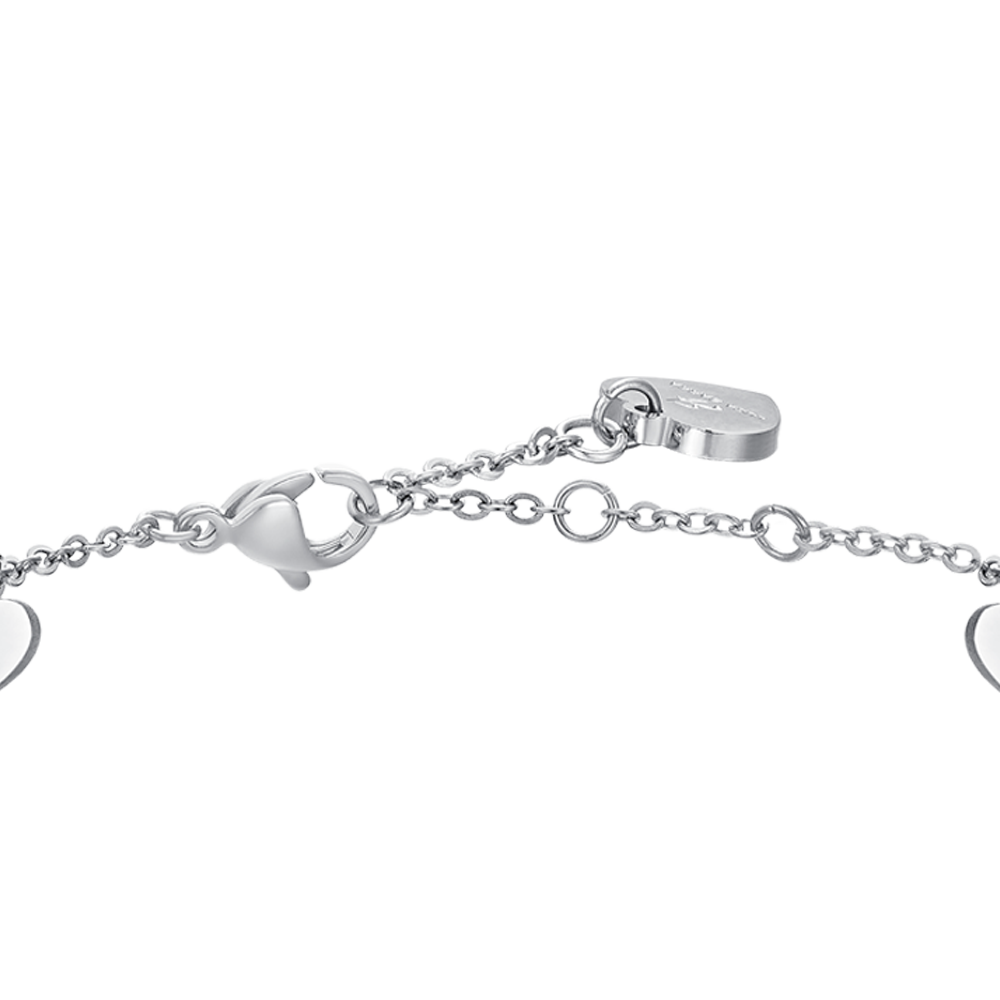 PULSERA DE ACERO CORAZONES Y CRISTALES PARA MUJER