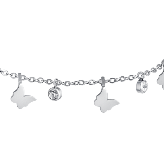 PULSERA DE ACERO MARIPOSAS Y CRISTALES PARA MUJER