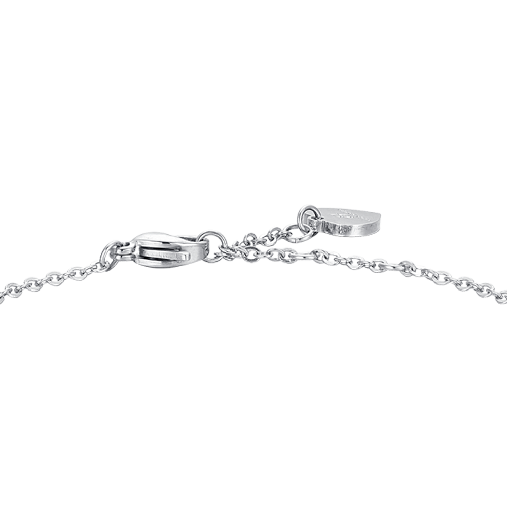 BRACCIALE DONNA IN ACCIAIO CON PERLE SINTETICHE E QUADRIFOGLIO