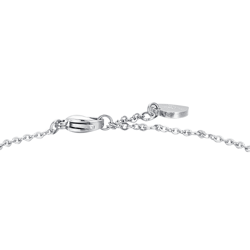 PULSERA DE ACERO PARA MUJER CON PERLAS Y MARIQUITAS