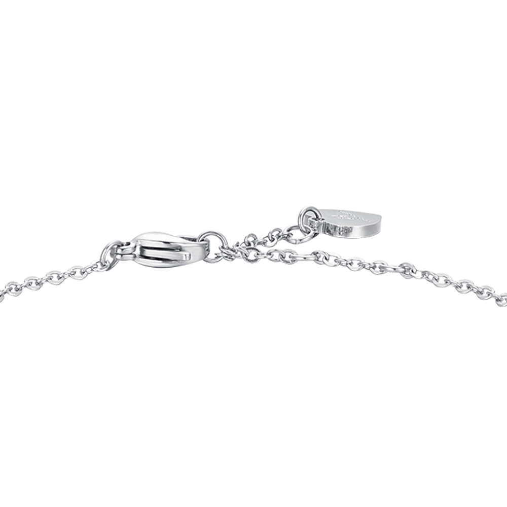 PULSERA DE ACERO PARA MUJER CON PERLAS Y FLOR DE LA VIDA