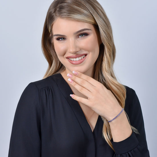 PULSERA TENIS MUJER CRISTALES VIOLETAS