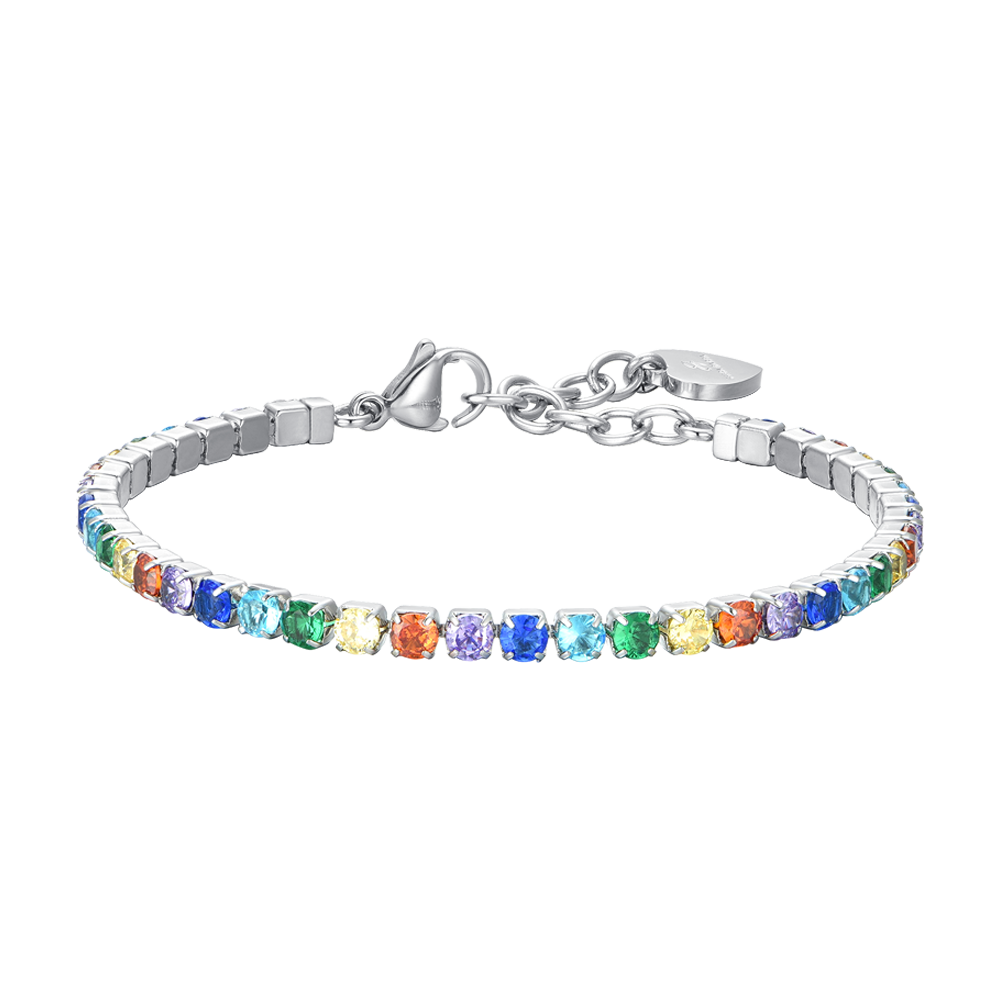 PULSERA TENIS MUJER CRISTALES MULTICOLOR
