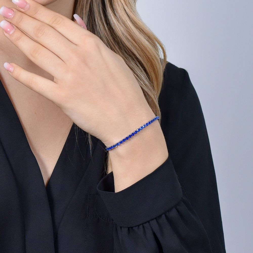 PULSERA TENIS MUJER CRISTALES AZULES