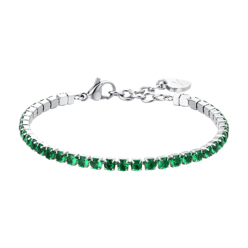 PULSERA TENIS MUJER CRISTALES VERDES