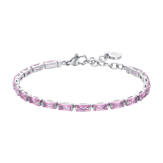 BRACCIALE TENNIS DONNA ZIRCONI BAGUETTE ROSA Luca Barra