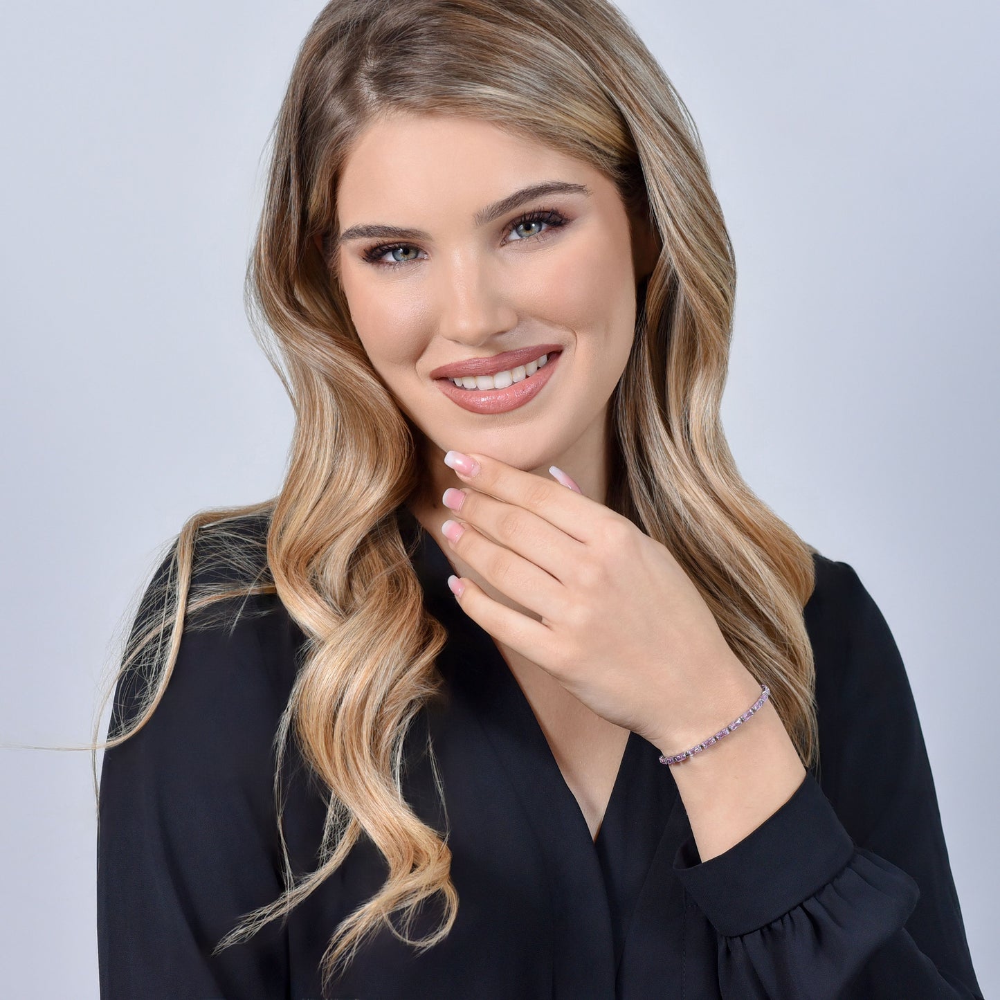 PULSERA DE TENIS CON CIRCONITA BAGUETTE ROSA