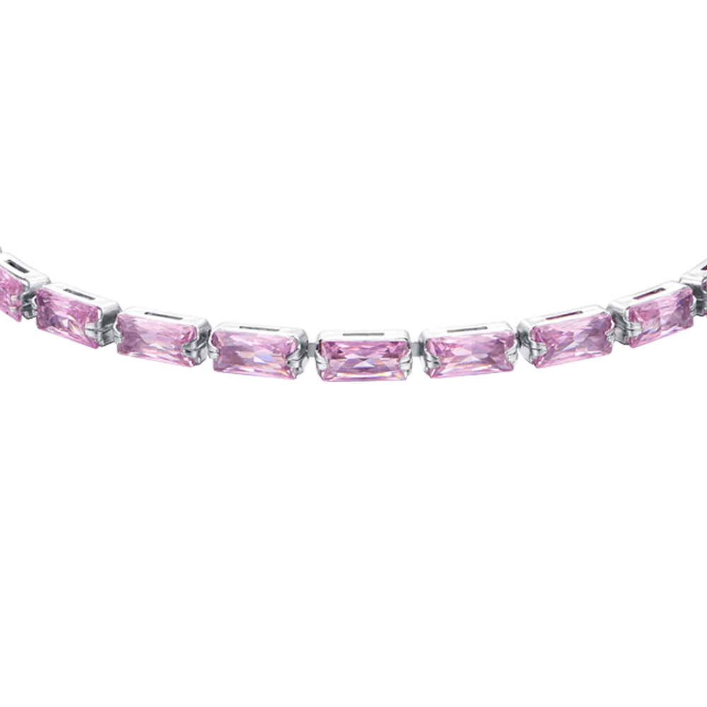 PULSERA DE TENIS CON CIRCONITA BAGUETTE ROSA