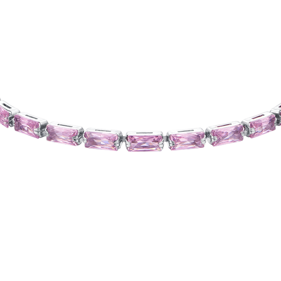 BRACCIALE TENNIS DONNA ZIRCONI BAGUETTE ROSA Luca Barra