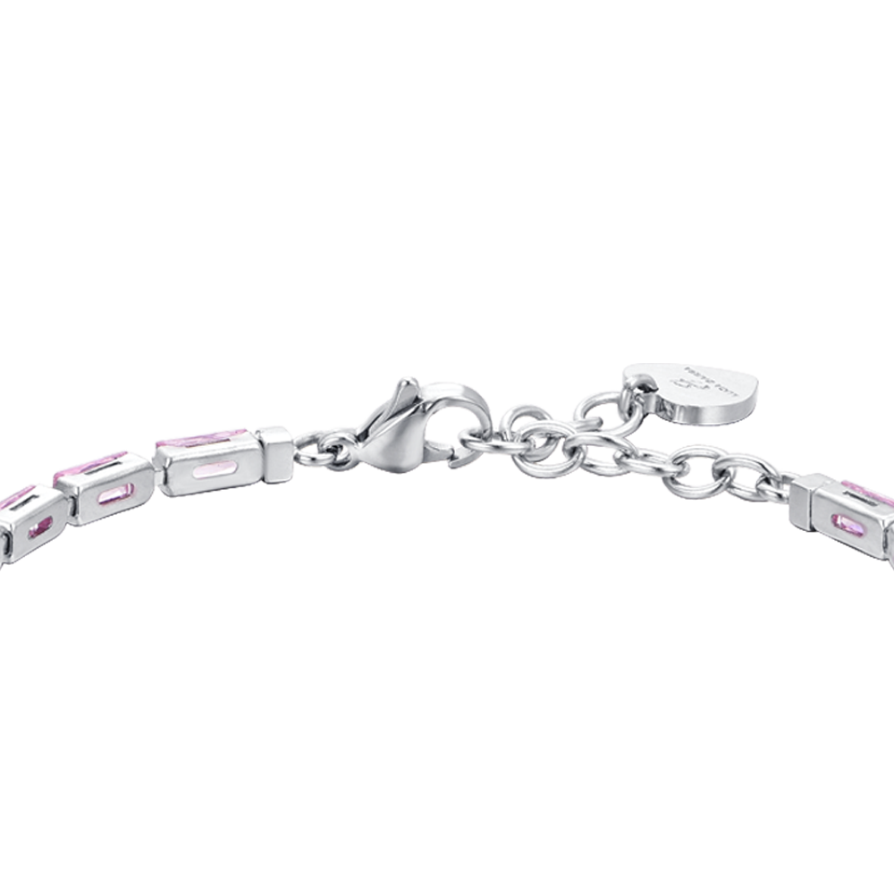 PULSERA DE TENIS CON CIRCONITA BAGUETTE ROSA