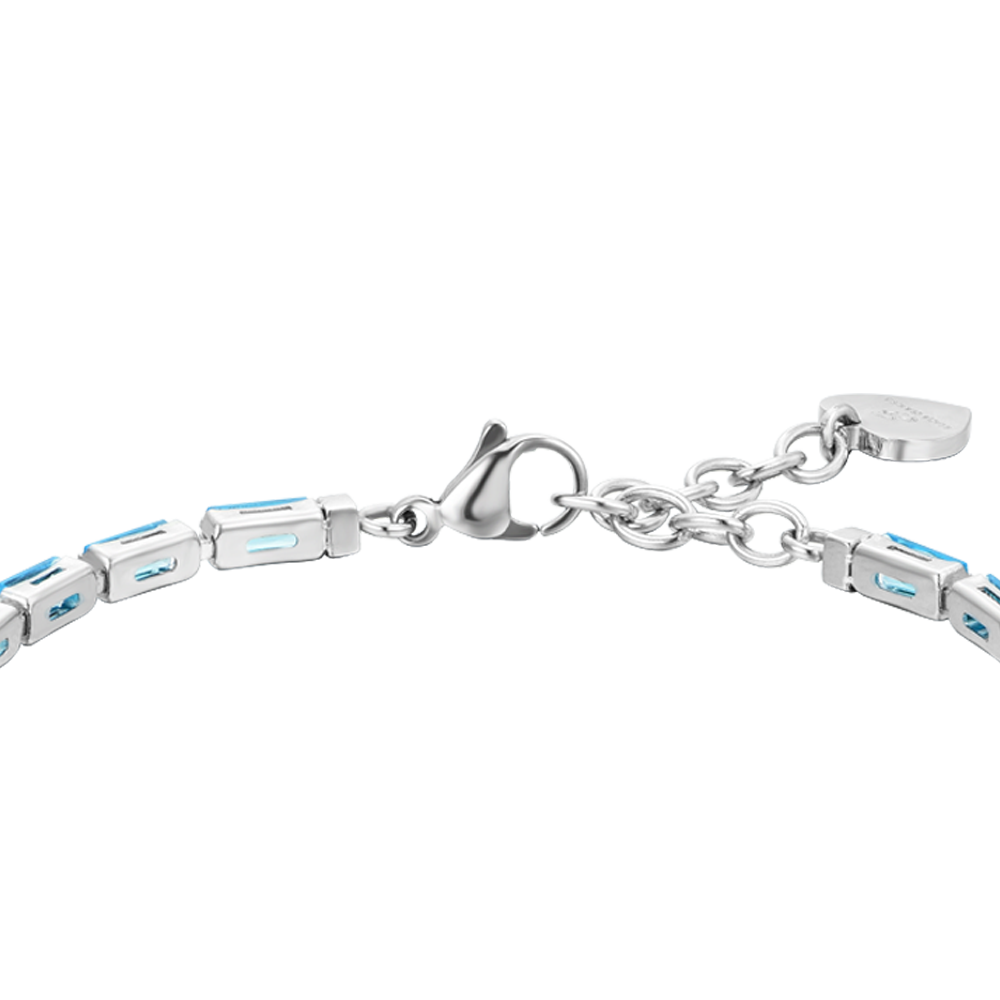 BRACCIALE TENNIS DONNA ZIRCONI BAGUETTE ACQUAMARINA Luca Barra