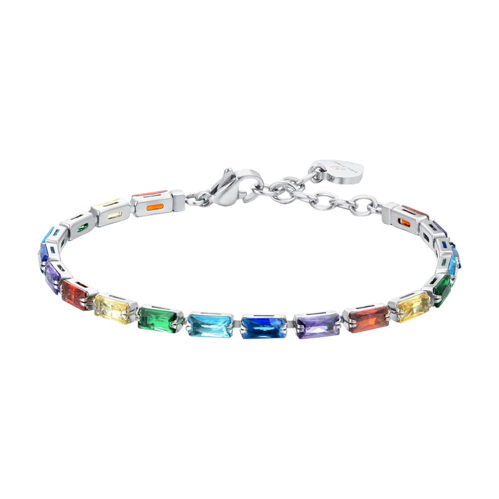 BRACCIALE TENNIS DONNA ZIRCONI BAGUETTE MULTICOLOR Luca Barra