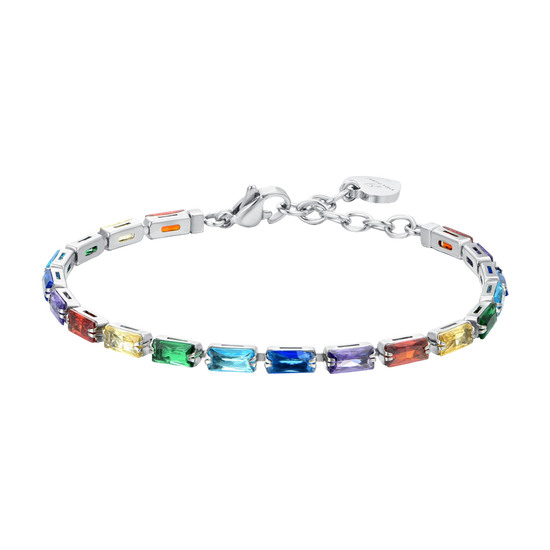 BRACCIALE TENNIS DONNA ZIRCONI BAGUETTE MULTICOLOR Luca Barra