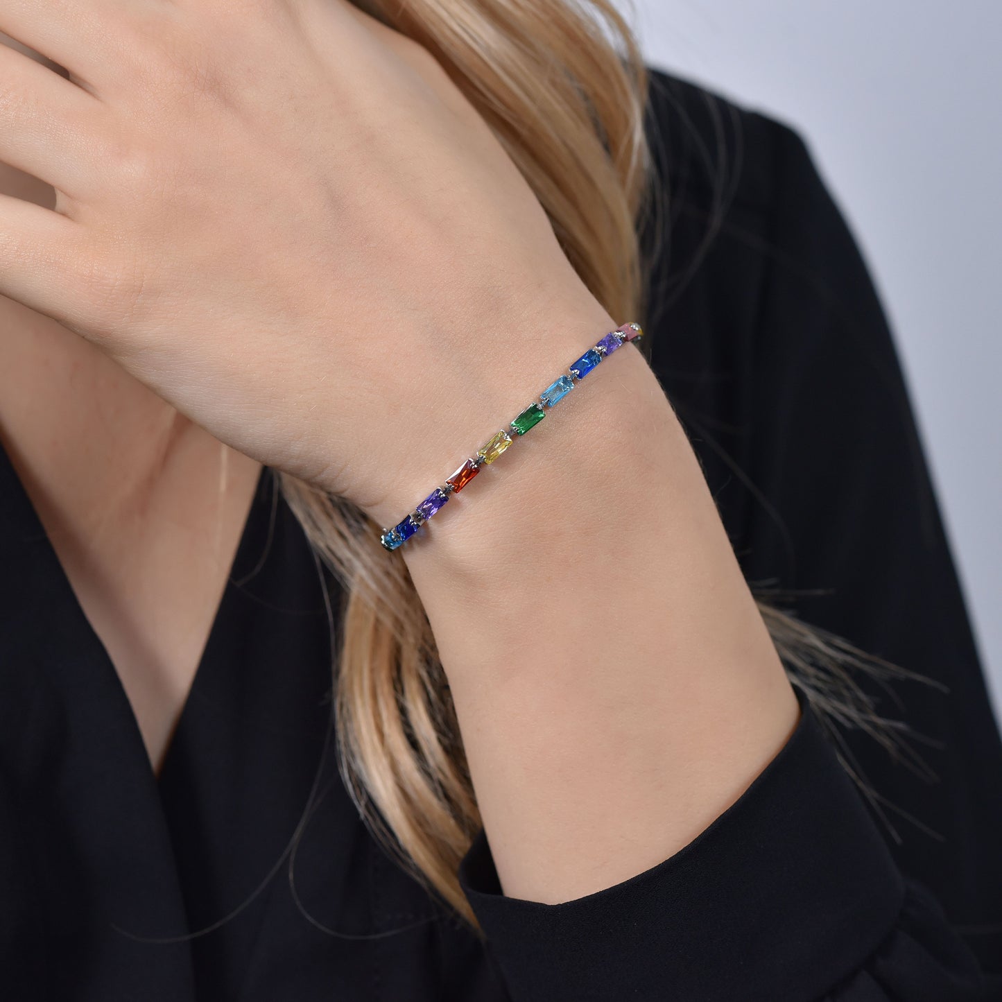 PULSERA TENIS BAGUETTE MULTICOLOR