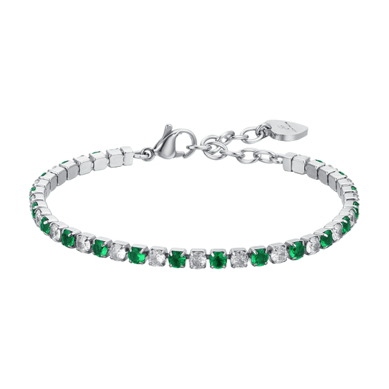 PULSERA TENIS MUJER CRISTALES VERDES Y BLANCOS