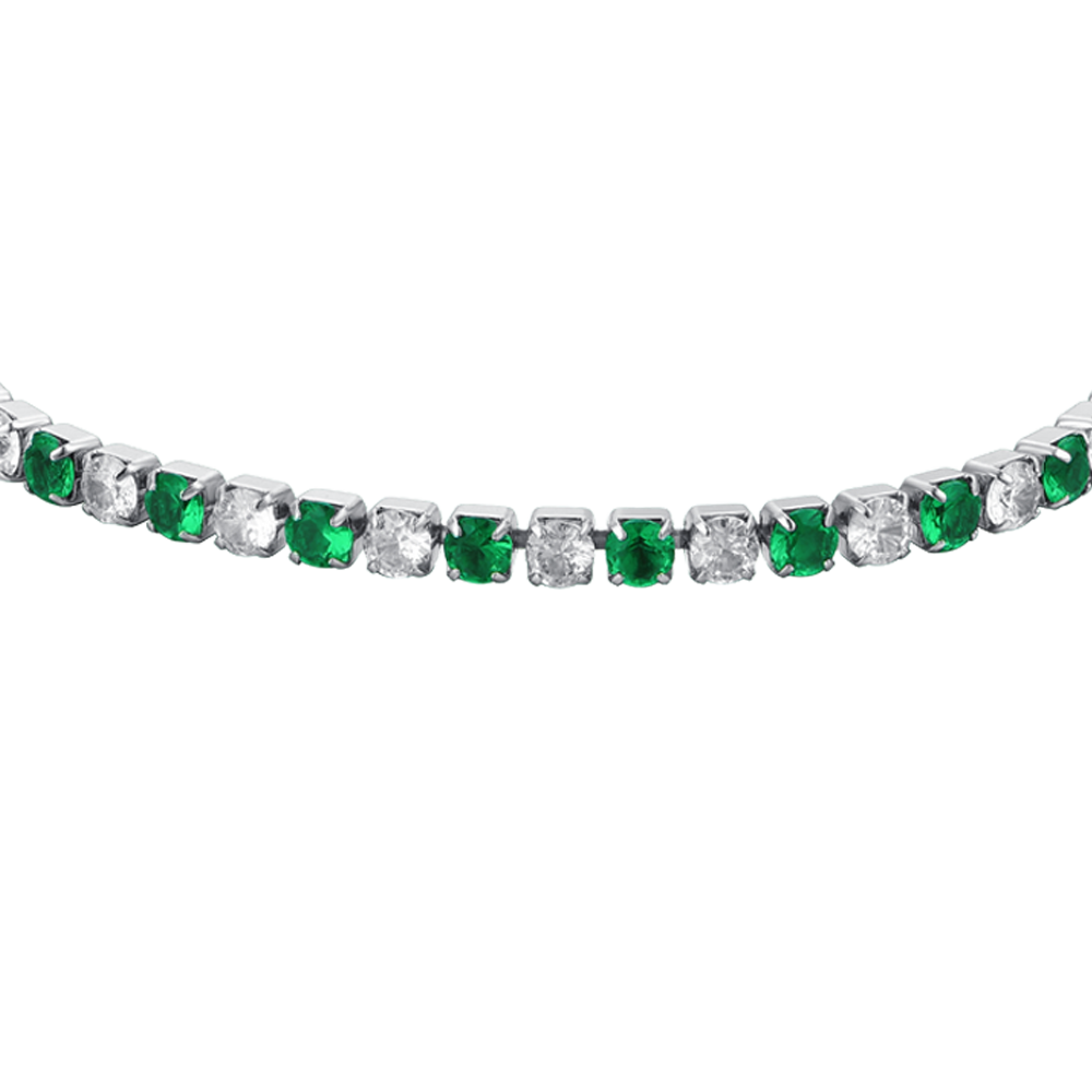 PULSERA TENIS MUJER CRISTALES VERDES Y BLANCOS