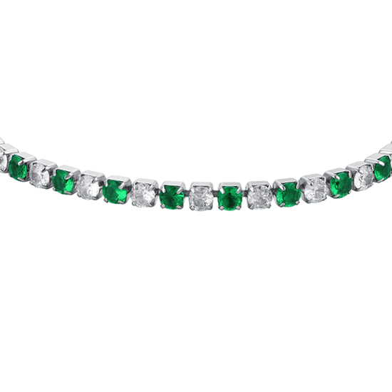 PULSERA TENIS MUJER CRISTALES VERDES Y BLANCOS