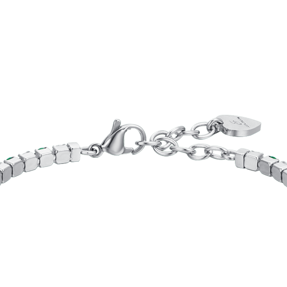 PULSERA TENIS MUJER CRISTALES VERDES Y BLANCOS