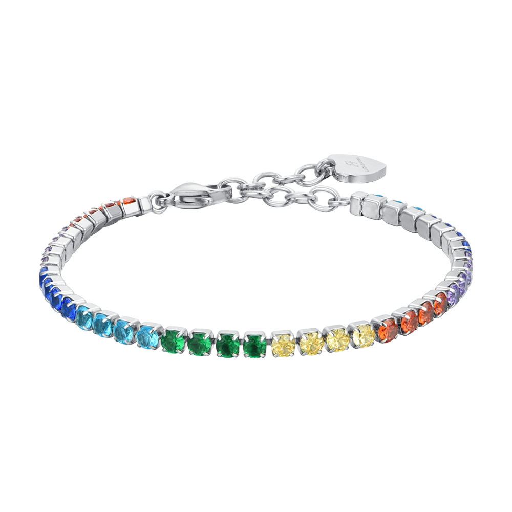 PULSERA DE TENIS DE MUJER CON CRISTALES ARCO IRIS