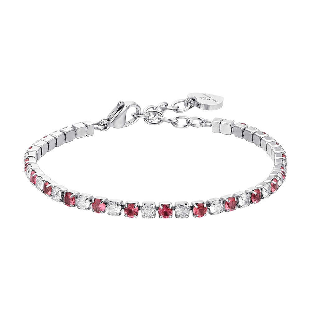 PULSERA TENIS MUJER CRISTALES ROJOS Y BLANCOS