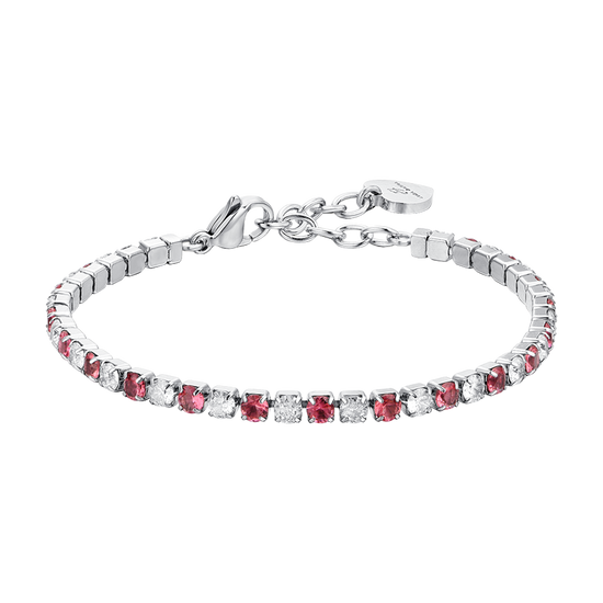 PULSERA TENIS MUJER CRISTALES ROJOS Y BLANCOS