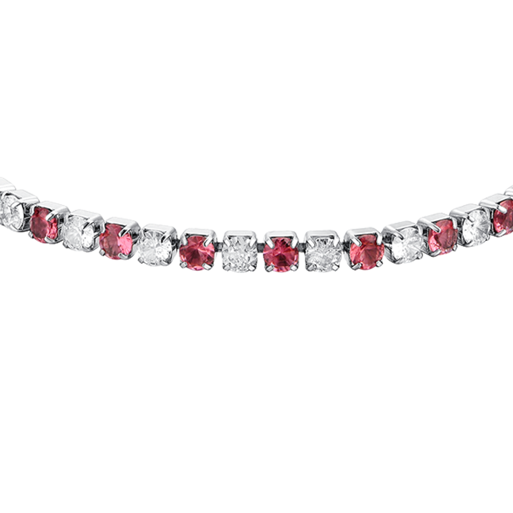 PULSERA TENIS MUJER CRISTALES ROJOS Y BLANCOS