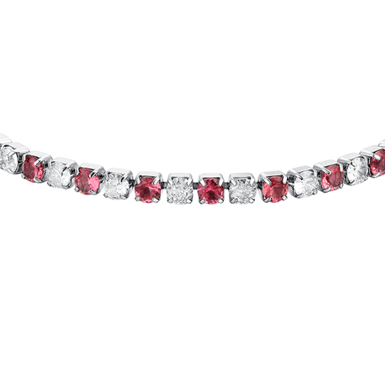 PULSERA TENIS MUJER CRISTALES ROJOS Y BLANCOS