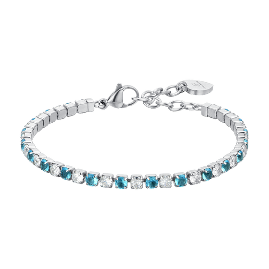 PULSERA TENIS MUJER CRISTALES AZULES Y BLANCOS