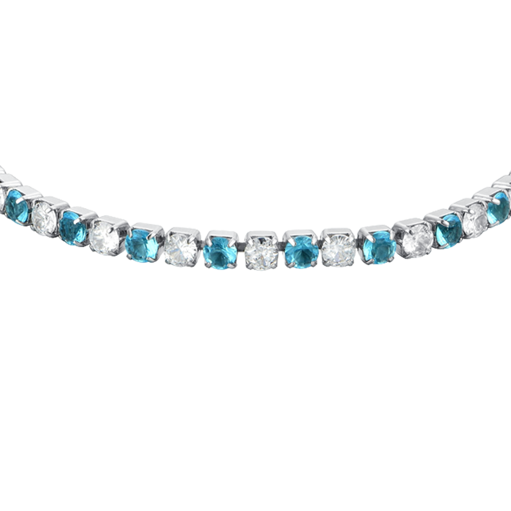 PULSERA TENIS MUJER CRISTALES AZULES Y BLANCOS