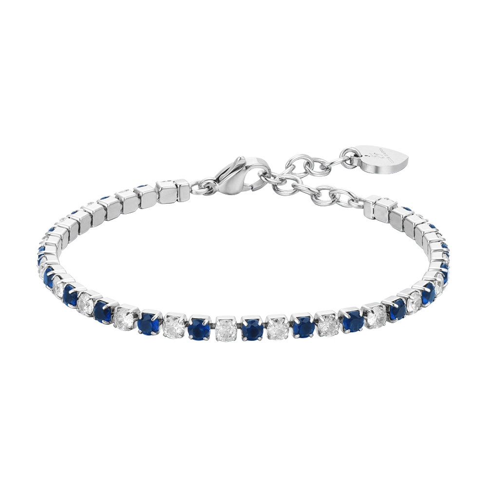 PULSERA TENIS MUJER CRISTALES AZULES Y BLANCOS