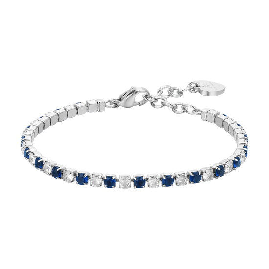 PULSERA TENIS MUJER CRISTALES AZULES Y BLANCOS