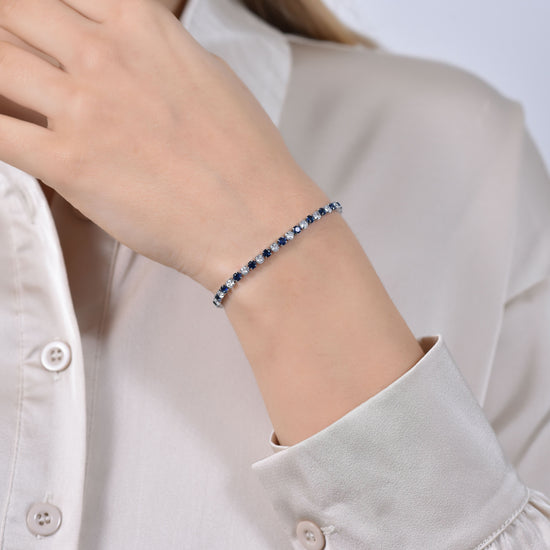 PULSERA TENIS MUJER CRISTALES AZULES Y BLANCOS