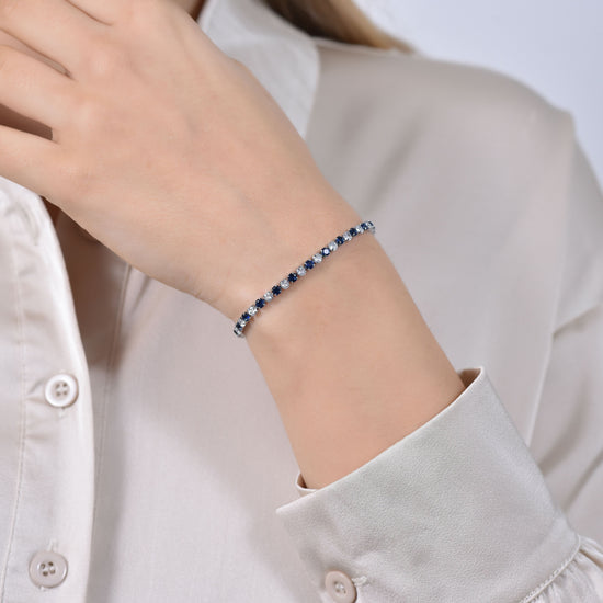 PULSERA TENIS MUJER CRISTALES AZULES Y BLANCOS