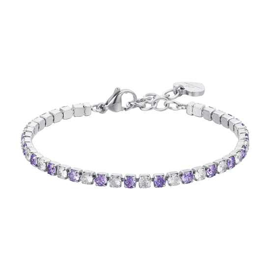 PULSERA TENIS MUJER CRISTALES VIOLETAS Y BLANCOS