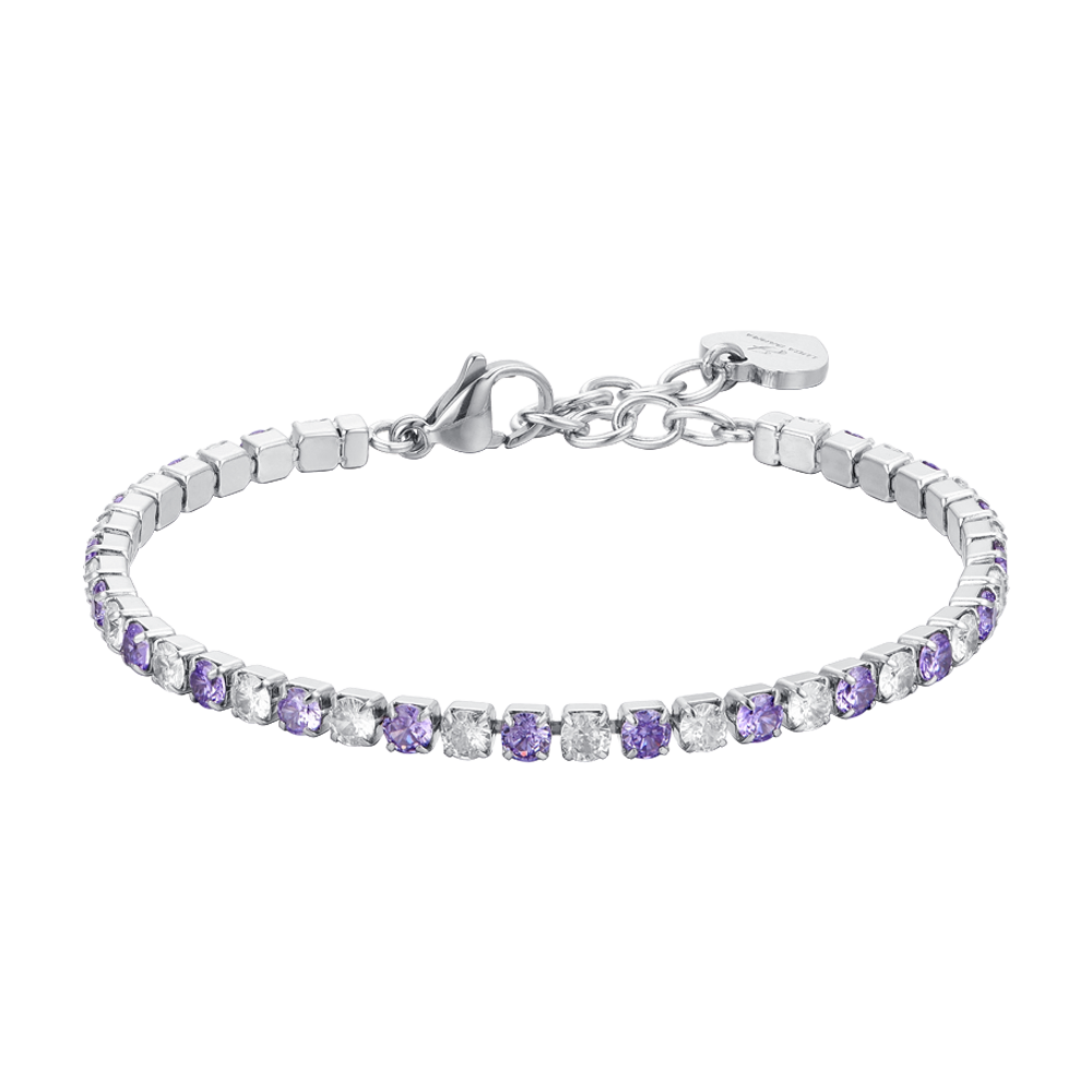PULSERA TENIS MUJER CRISTALES VIOLETAS Y BLANCOS