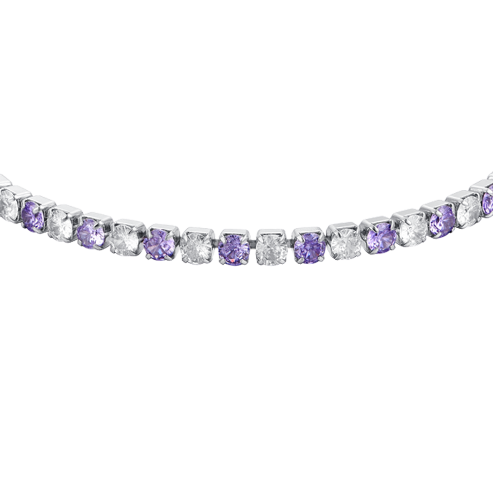 PULSERA TENIS MUJER CRISTALES VIOLETAS Y BLANCOS