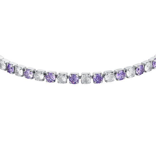 PULSERA TENIS MUJER CRISTALES VIOLETAS Y BLANCOS